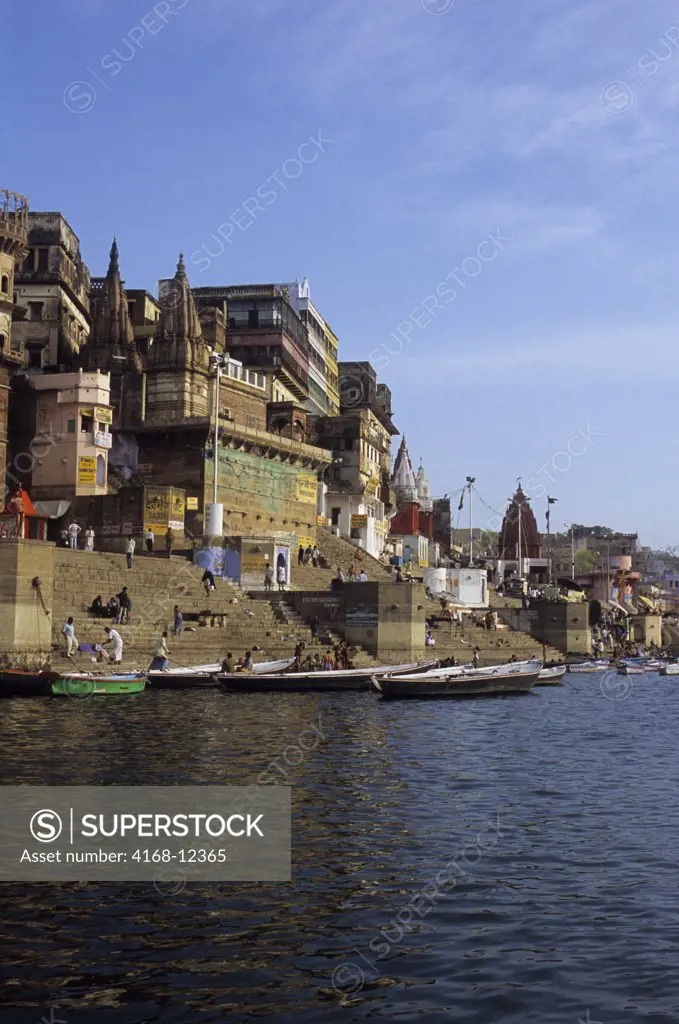India, Varanasi, Ganges River, View Of Riverfront