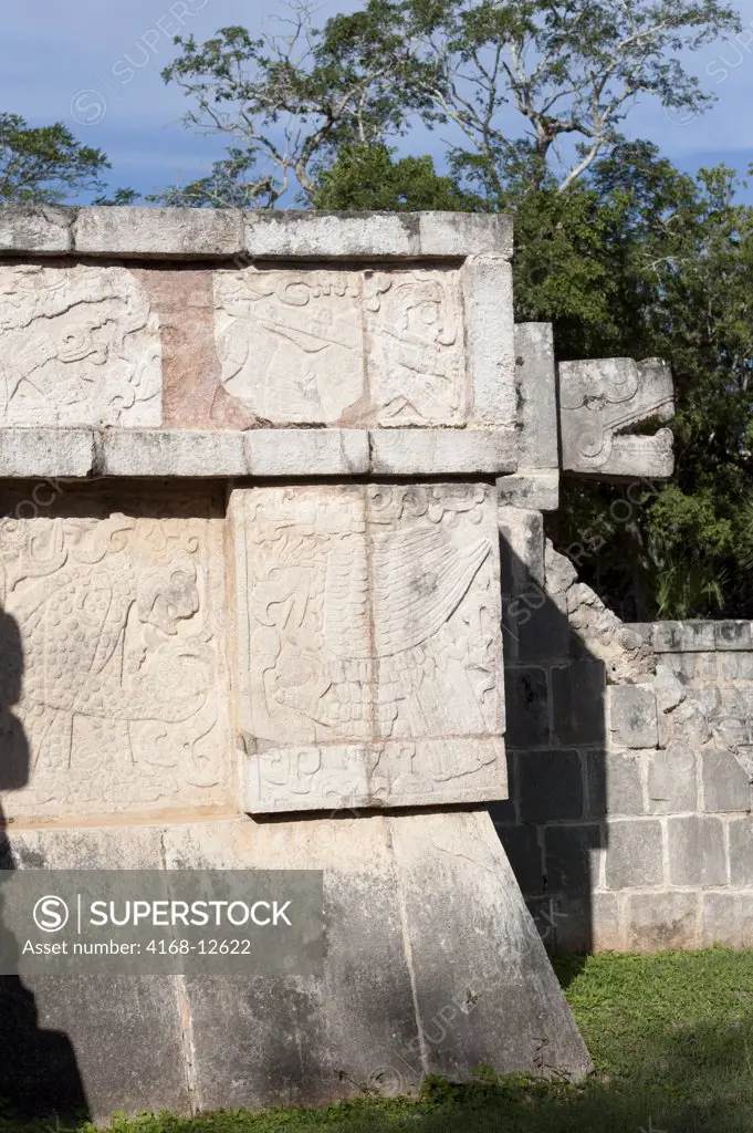 Mexico, Yucatan Peninsula, Near Cancun, Maya Ruins Of Chichen Itza, Platform Of The Eagles And Jaguars