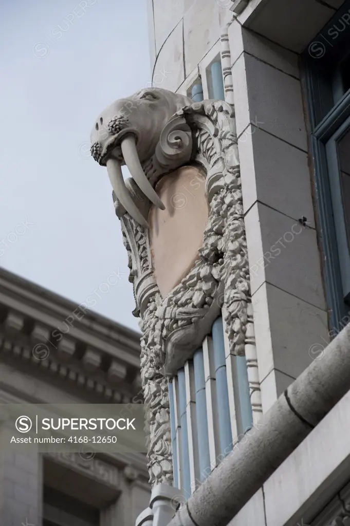 Usa, Washington State, Seattle, Arctic Building (Hilton Hotel), Detail Of Architecture With Walrus Heads