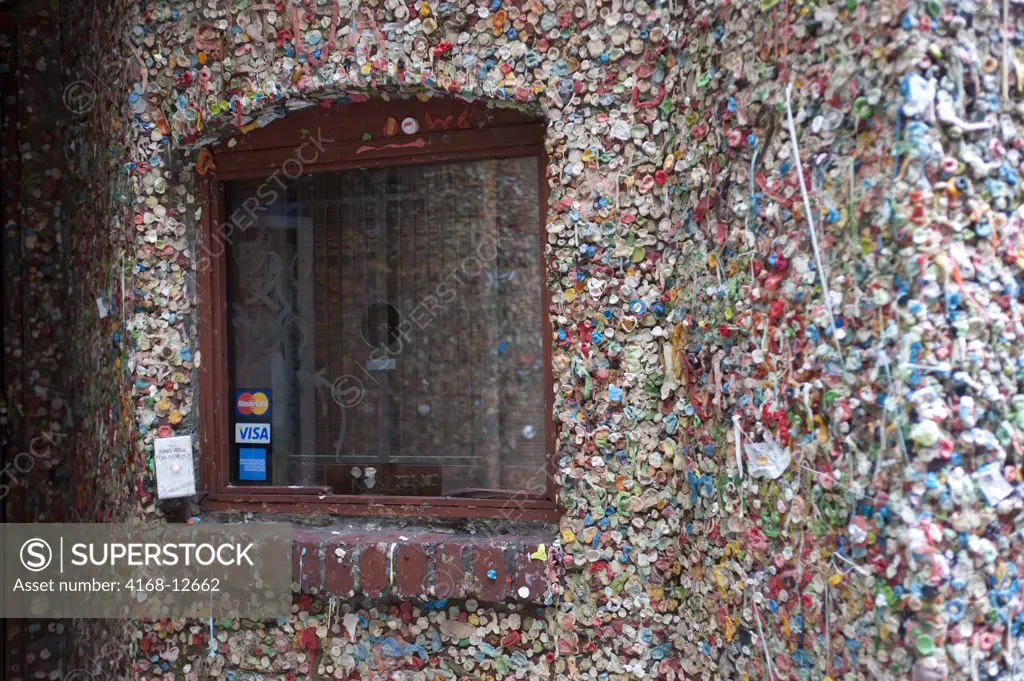 Usa, Washington State, Seattle, Post Alley, Near Pike Place Market, Market Theater, Colorful Gum Wall