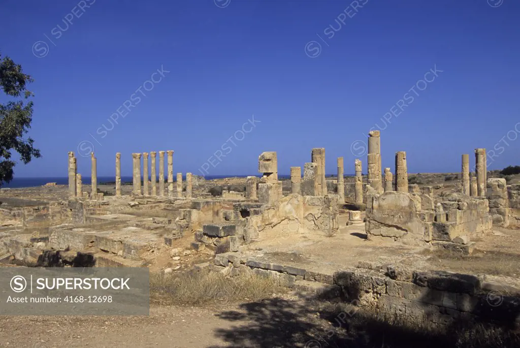 Libya, Near Benghazi, Ptolemais (Tolmeita), Colonaded Palace