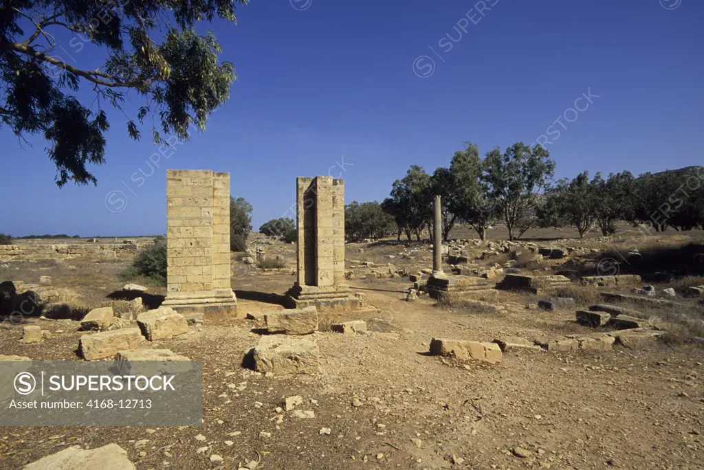Libya, Near Benghazi, Ptolemais (Tolmeita), Remains Of The  Arch Of Constantine