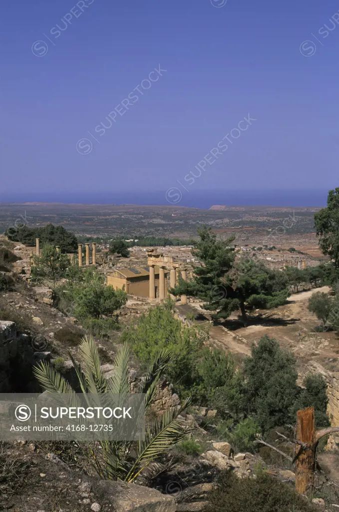 Libya, Near Benghazi, Cyrene, View Of Greek Gate And Temple Of Apollo