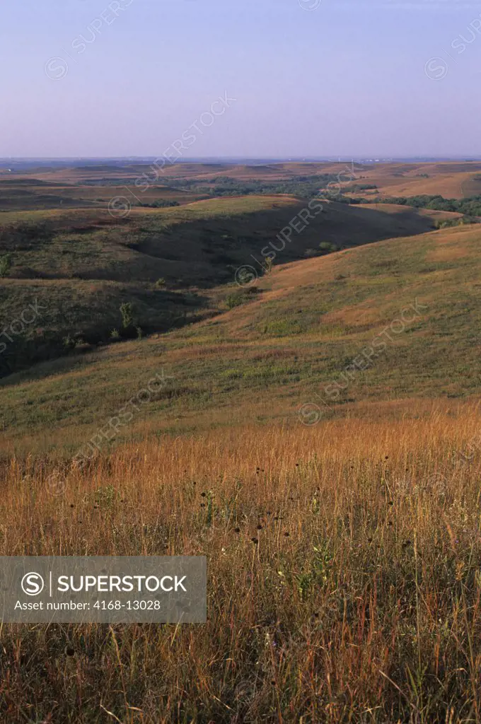 USA, Kansas, Manhattan, Konza Prairie Research Natural Area, Landscape With Tall Grass Prairie