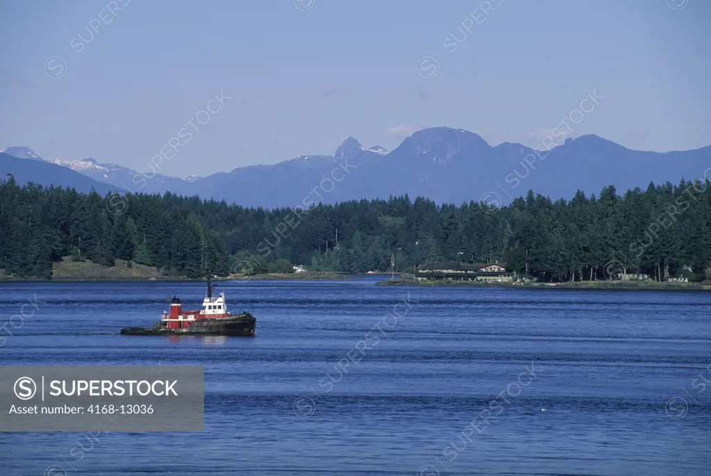 Canada, British Columbia, Vancouver Island, Campbell River, Strait Of Georgia, Tugboat