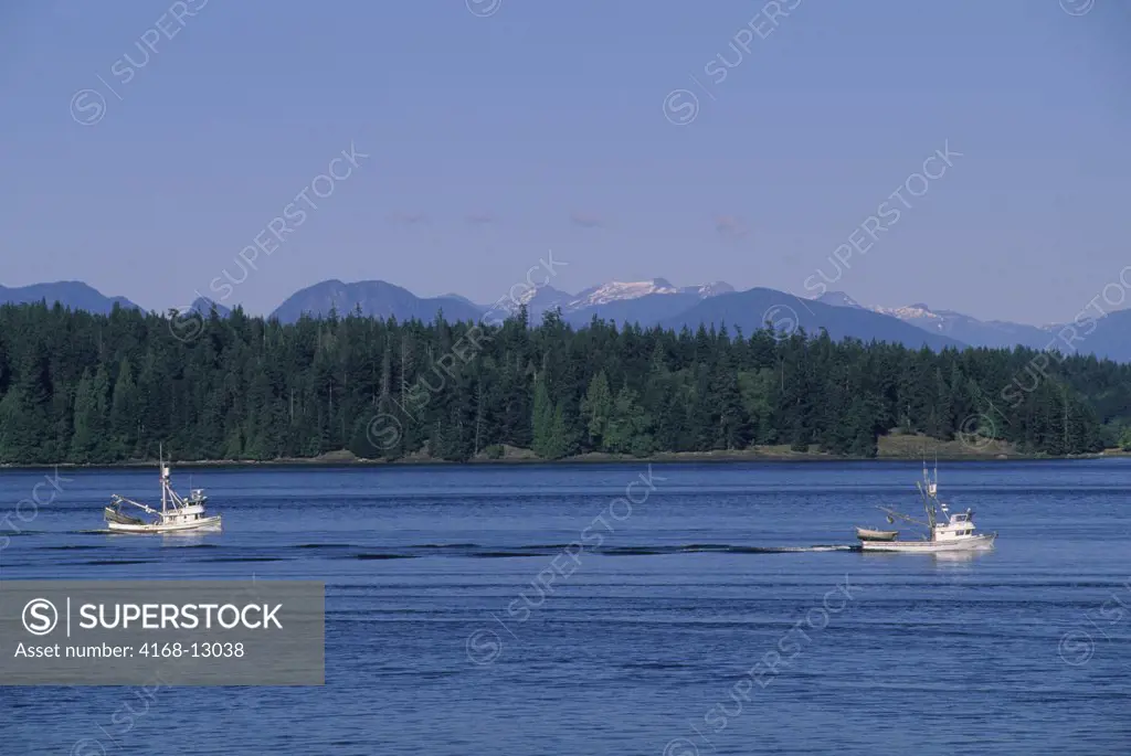Canada, British Columbia, Vancouver Island, Campbell River, Strait Of Georgia, Fishing Boats