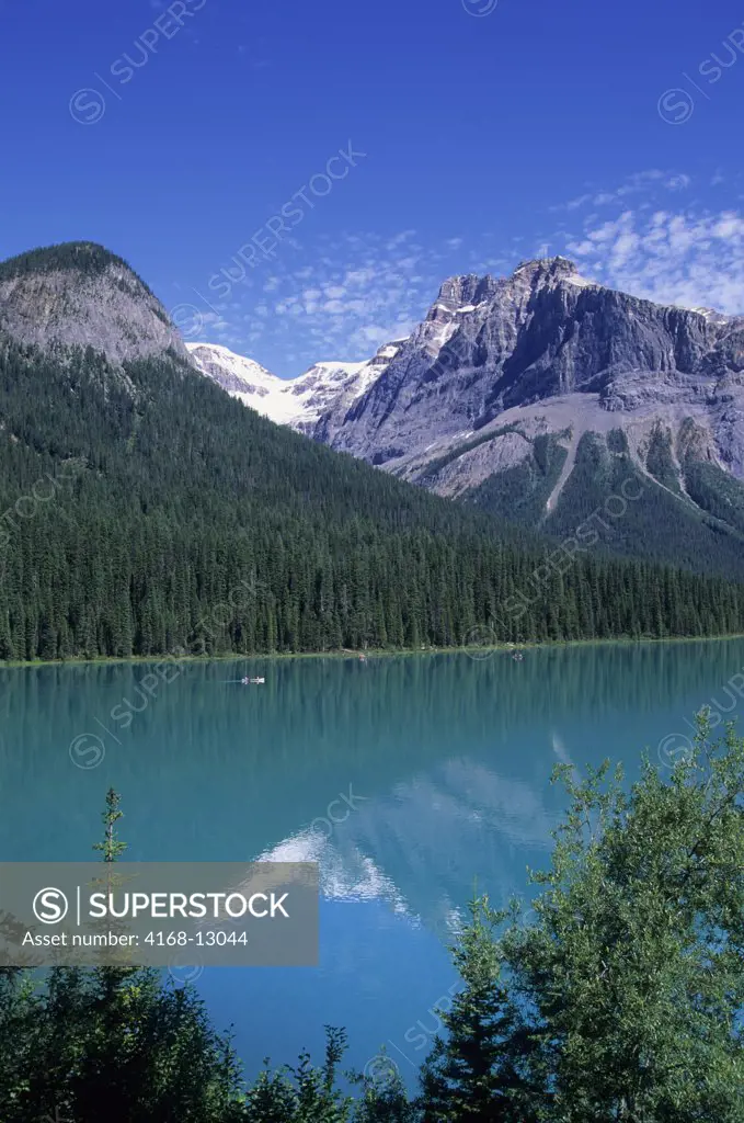 Canada, British Columbia, Yoho National Park, Emerald Lake, Emerald Glacier In Background