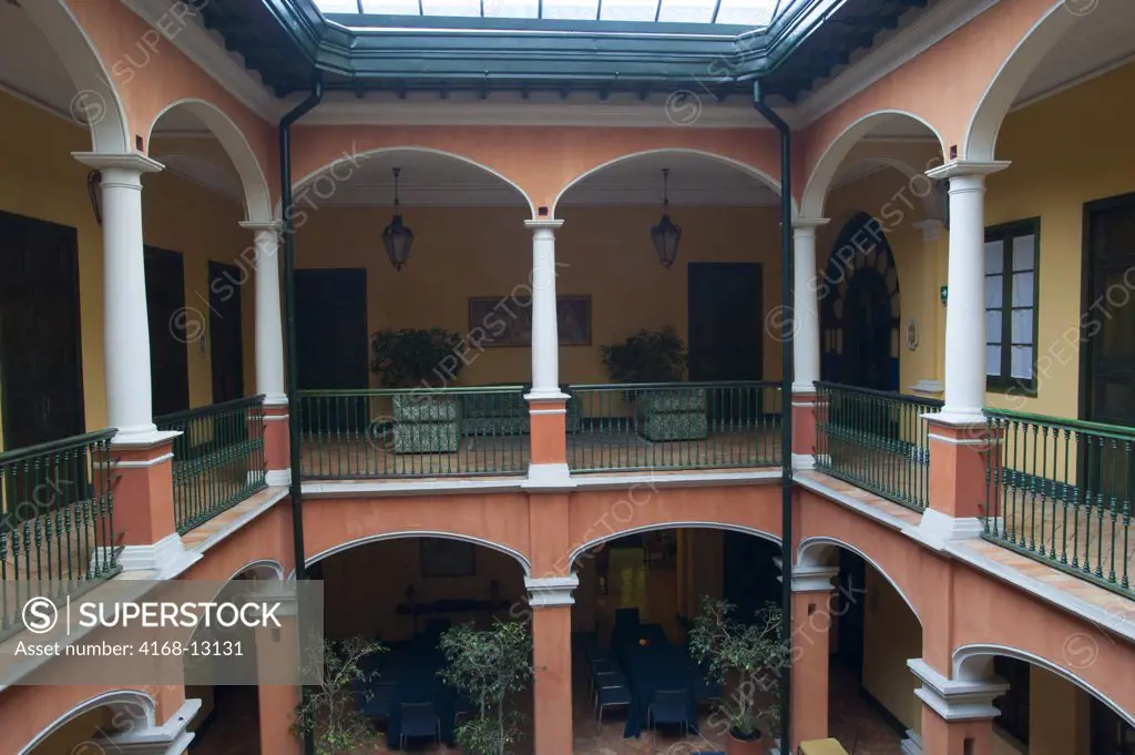 Inner Courtyard Of Hotel De La Opera In La Candelaria, The Old Town Of Bogota, Colombia