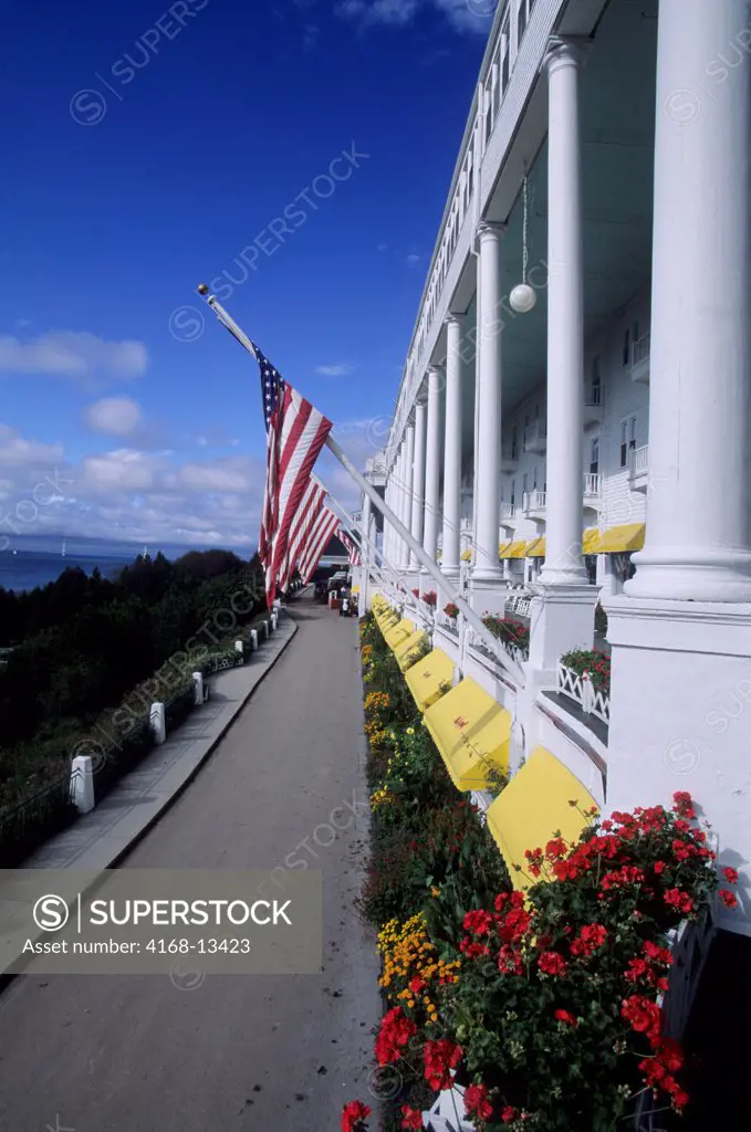 USA, Michigan, Lake Huron, Mackinac Island, Grand Hotel, View From Patio