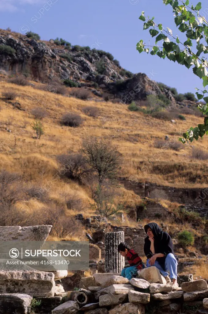 Turkey, Near Kusadasi, Ephesus, Local Woman With Child