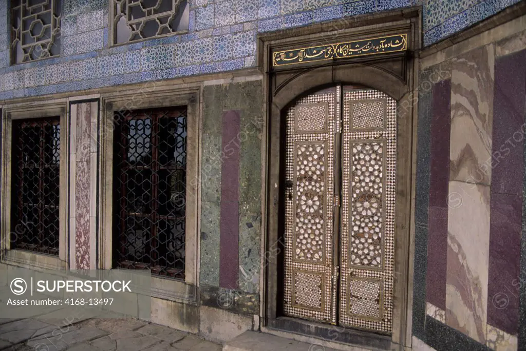 Turkey, Istanbul, Topkapi Palace, Mother Of Pearl Inlaid Door