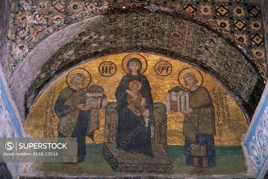 Turkey, Istanbul, Hagia Sofia, Fresco Of Madonna And Child From The Ayasofya Museum