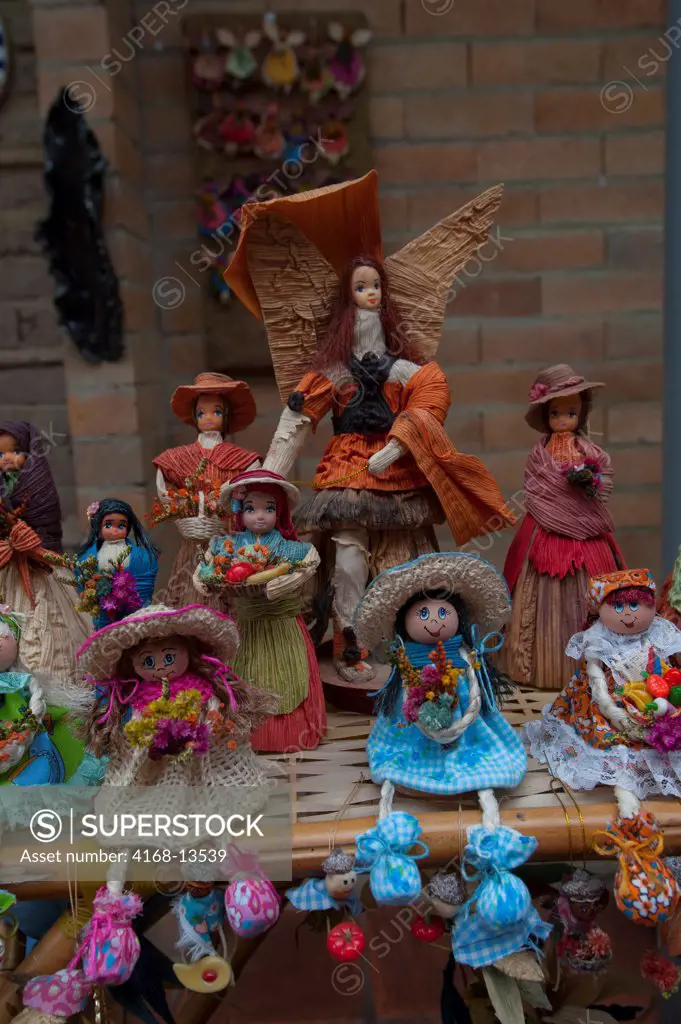 Corn Husk Dolls In A Souvenir Store Of Sopo, A Small Town Near Zipaquira Near Bogota, Colombia
