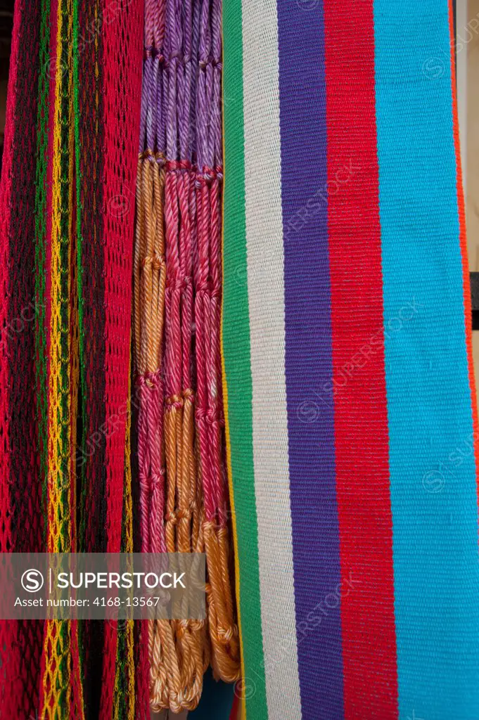 Colorful Woven Fabrics For Sale In The Old Town Of Santa Marta, Colombia