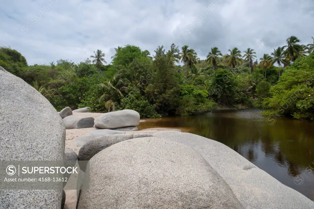 Granite Rocks On Beach At Tayrona National Park, Santa Marta, Colombia