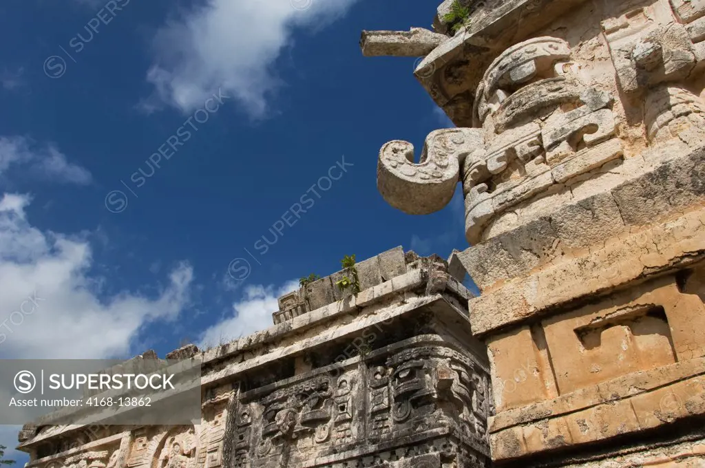 Mexico, Yucatan Peninsula, Chichen Itza Archaeological Zone, Southern Part, Grupo De Las Monjas (Nunnery), Ornate Rock Carvings