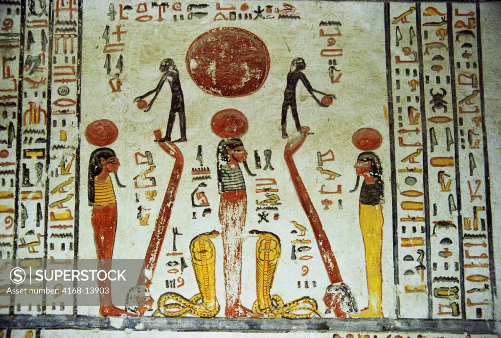 Egypt, Near Luxor, Valley Of The Kings, Interior Frescoes Of King Ramesses Vi'S Tomb