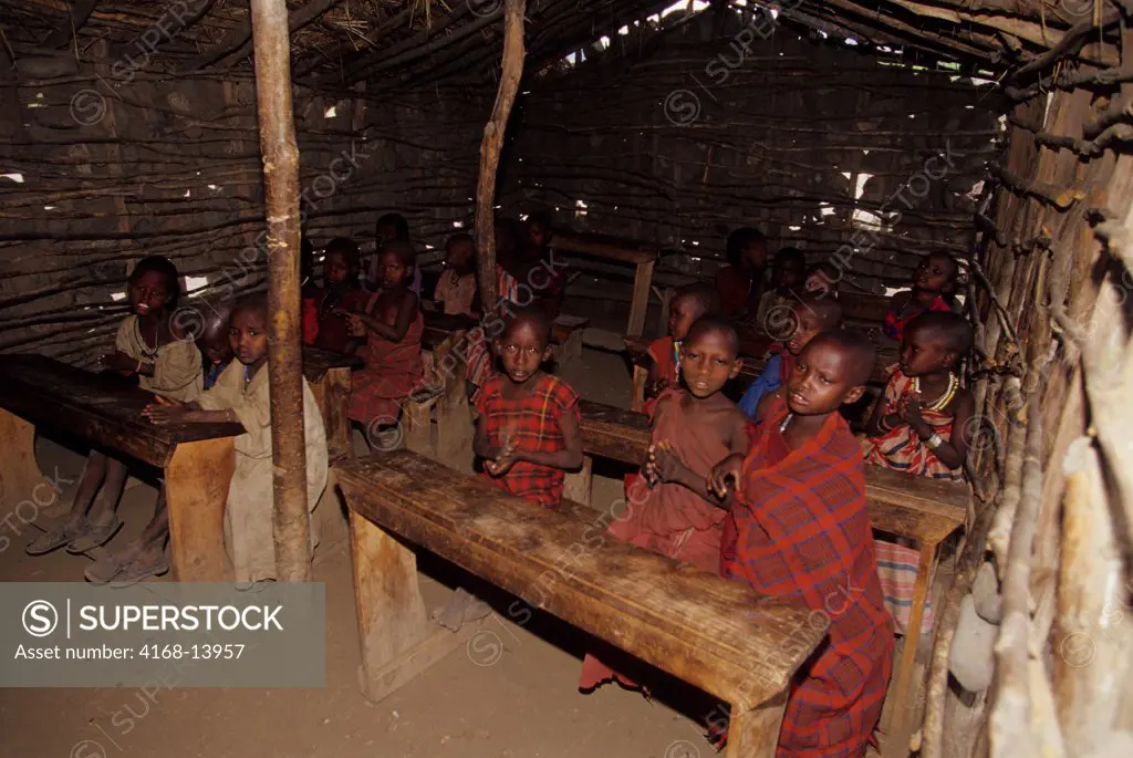 Tanzania, Near Ngorongoro Crater, Masai Village, Schoolhouse, Children