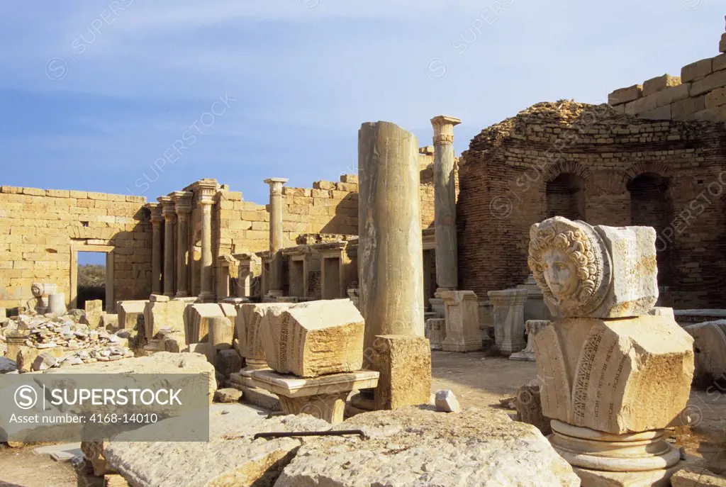 Libya, Near Tripoli, Leptis Magna, Severan Forum, Medusa Head