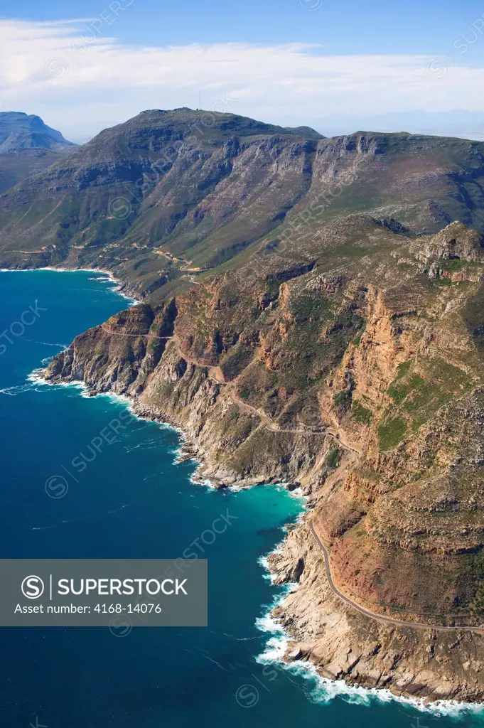 South Africa, Near Cape Town, Aerial View Of Rugged Coastline, Atlantic Ocean