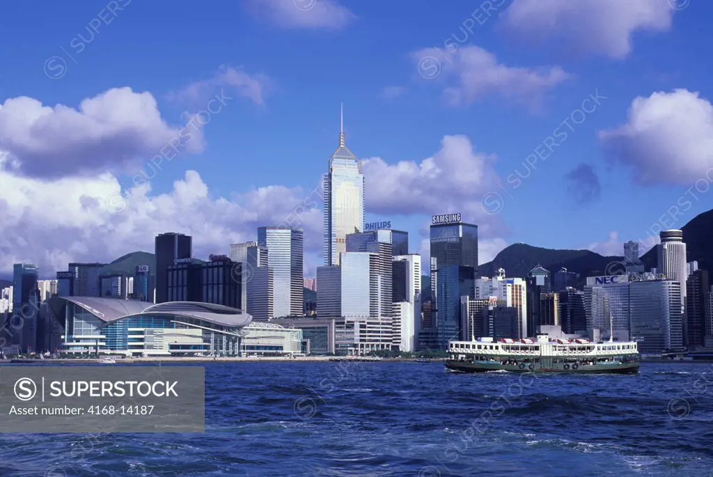 China, Hong Kong, Victoria Harbor, View Of Hong Kong Island, Convention Center, Star Ferry