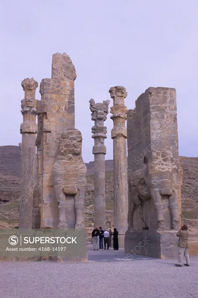 Iran, Near Shiraz, Persepolis, The Gate Of All Nations, Tourists