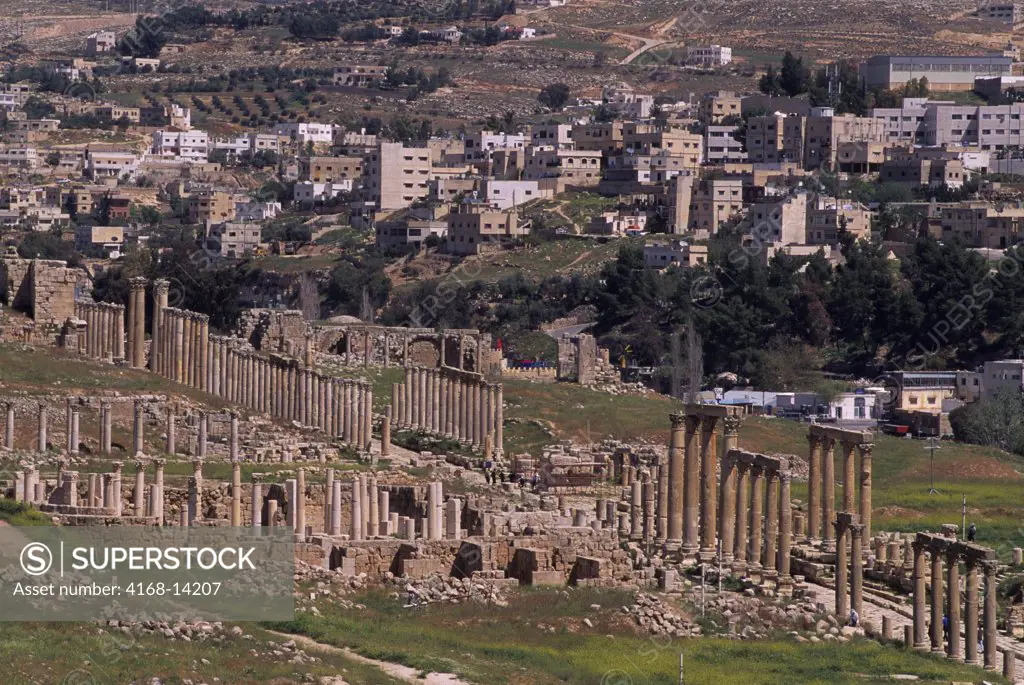 Jordan, Jerash, Ancient Roman City, View Of The Cardio Maximus, Colannaded Street