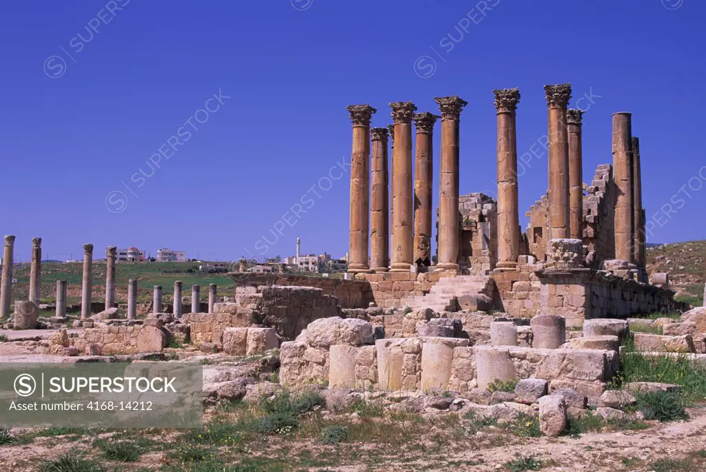 Jordan, Jerash, Ancient Roman City, View Of Temple Of Artemis, 2Nd Century A.D.