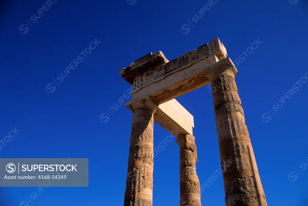 Greece, Rhodes, Lindos, Acropolis, Eastern Part Of The Doric Stoa