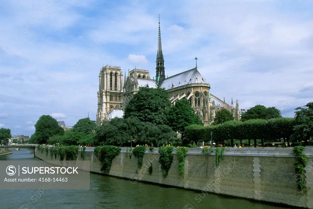 France, Paris, Seine River, View Of Notre-Dame Cathedral