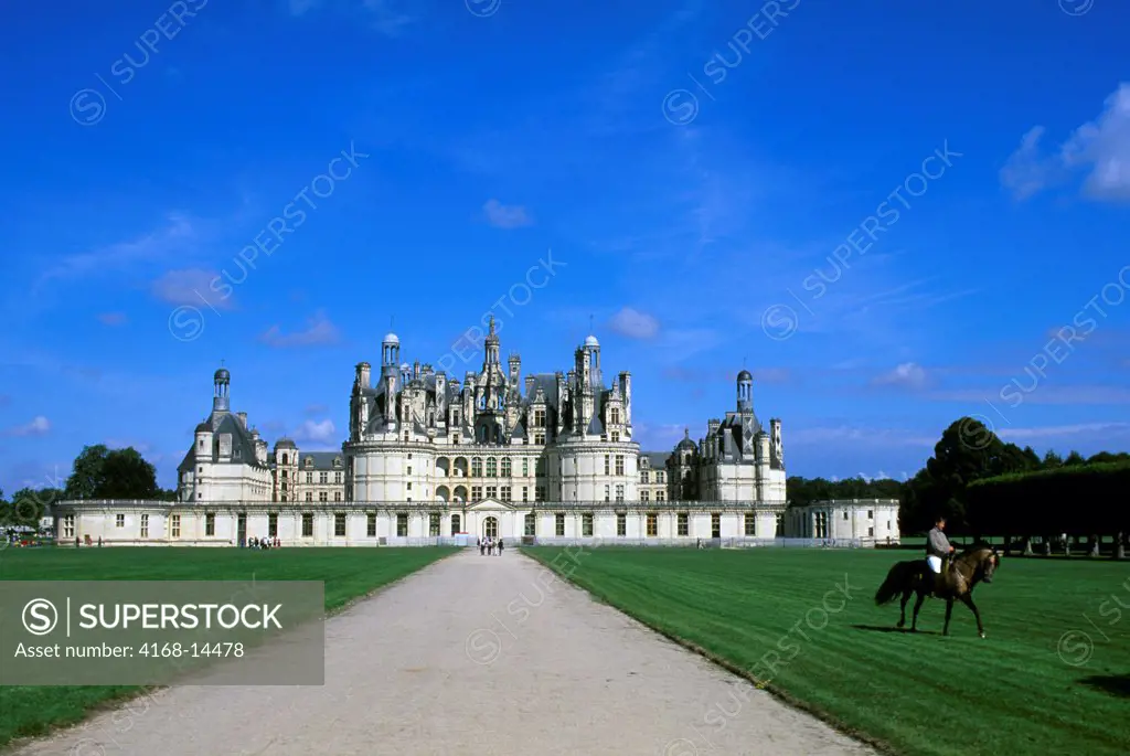 France, Loire Region, Chambord Chateaux, Castle, Horseback Rider, Dressage