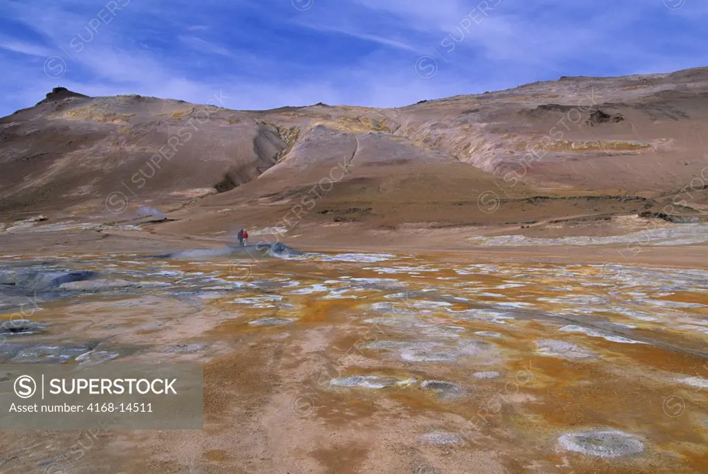 Iceland, Myvatn Lake Area, Namaskard Volcanic Area, Boiling Mud Pools, Sulfur Deposits