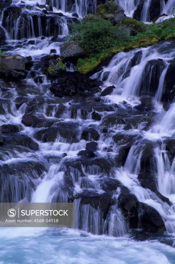 Iceland, Northwestern Interior, Hraunfossar, Lava Waterfall, Detail