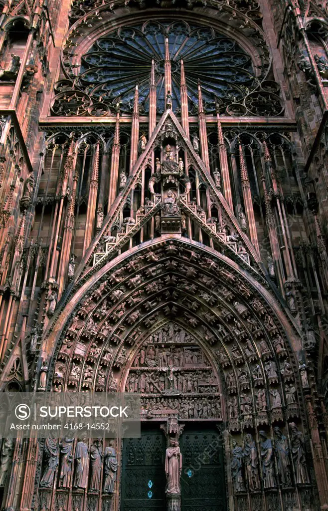 France, Alsace, Strasbourg, Cathedral Of Notre Dame, Main Facade, Detail