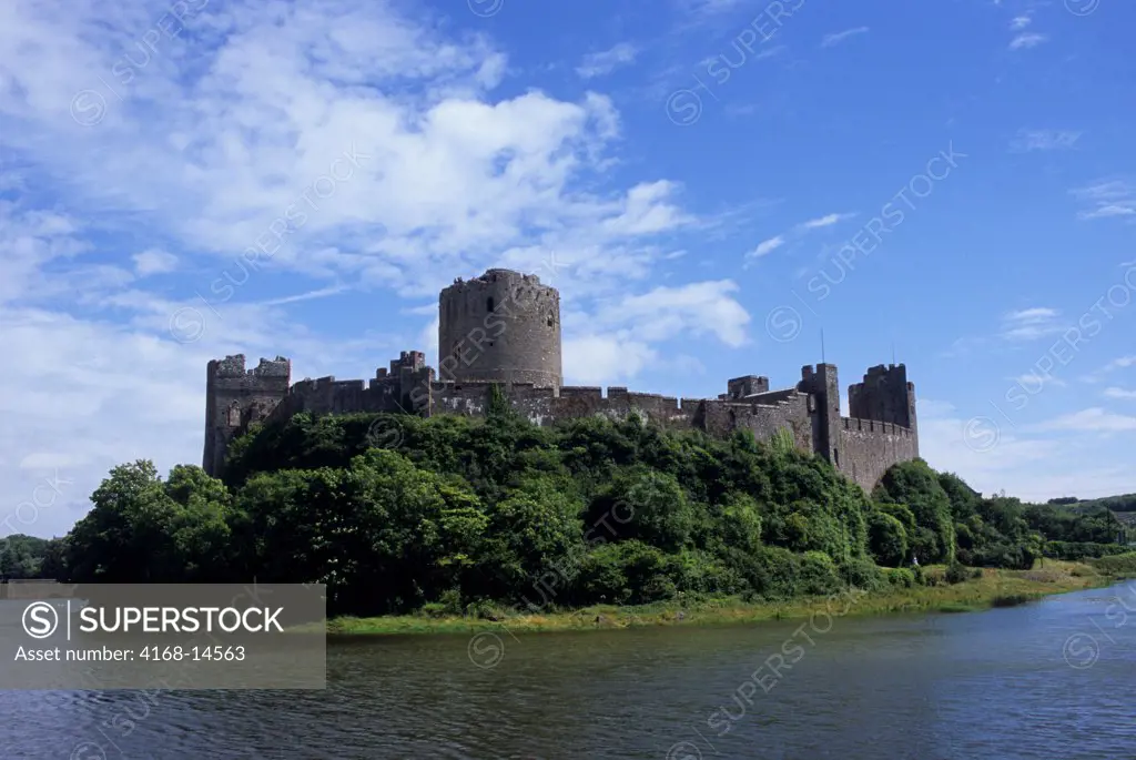Uk, Wales, Pembroke Castle, View From Across River