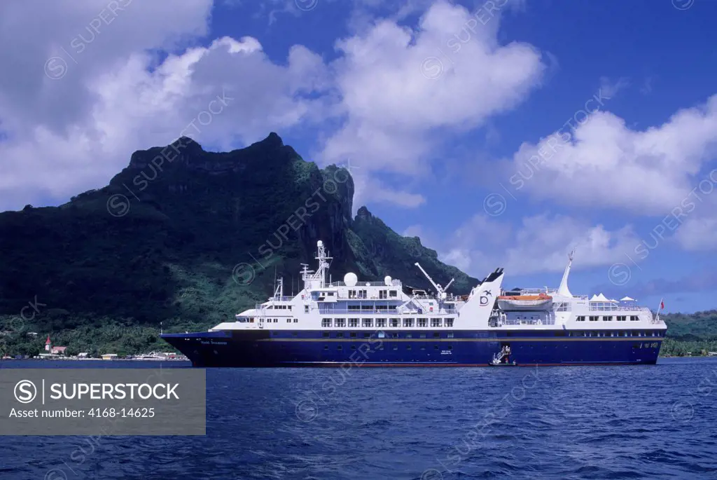 French Polynesia, Society Islands, Bora Bora, Ms World Discoverer At Anchor