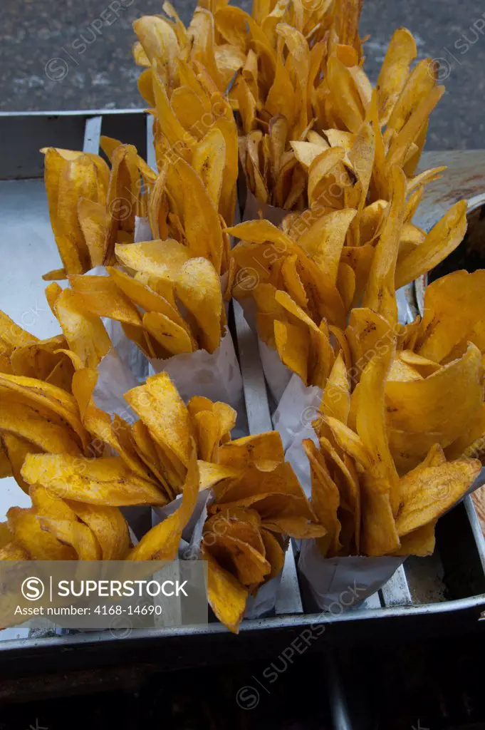 Fried Plantain Chips For Sale In The Streets Of Cartagena, Colombia