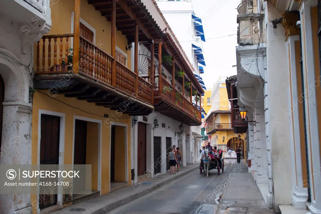 Street Scene With Horse Carriage In Cartagena, Colombia