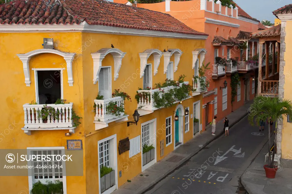 Colonial Architecture In The Walled City Of Cartagena, Colombia, A Unesco World Heritage Site
