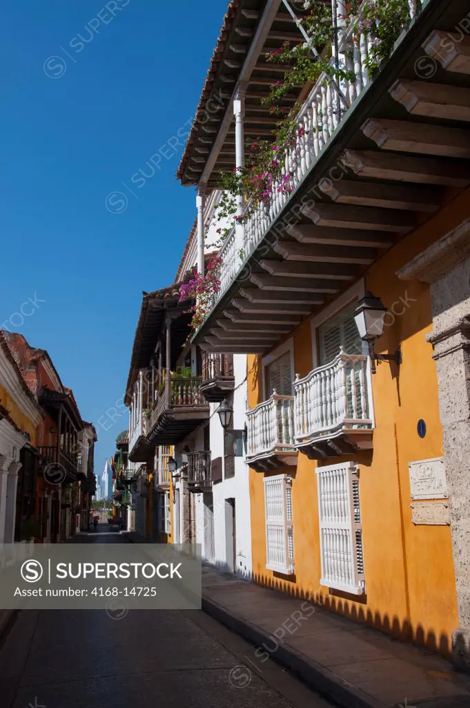 Colonial Architecture In The Walled City Of Cartagena, Colombia, A Unesco World Heritage Site