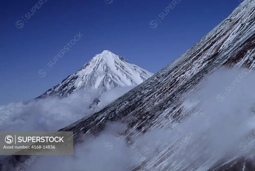 Russia, Kamchatka, Near Petropavlovsk, Avacha Volcano Slope, Koryak Volcano In Backgroun