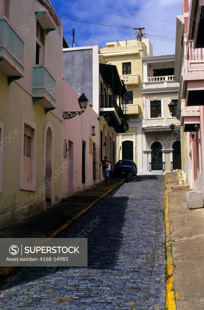 Puerto Rico, Old San Juan, Colonial Architecture, Cobblestone Street