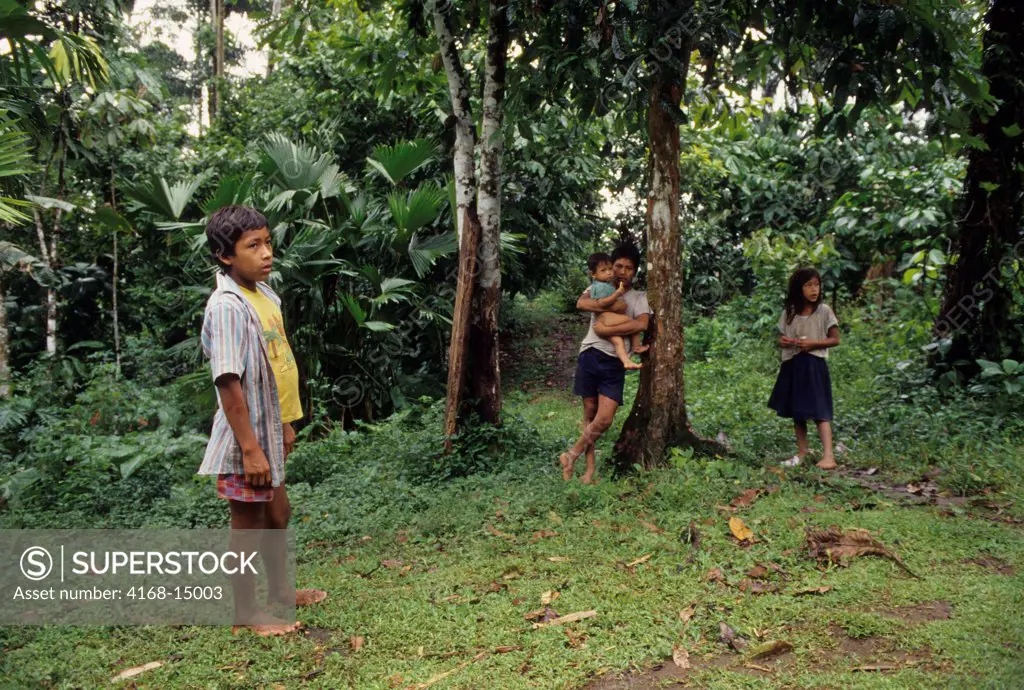 Ecuador,Amazon Rainforest, Rio Napo, Near Coca, Local Indian Children