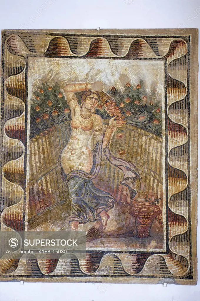 Tunisia, Tunis, Byrsa Hill Museum, Roman Mosaic, Woman