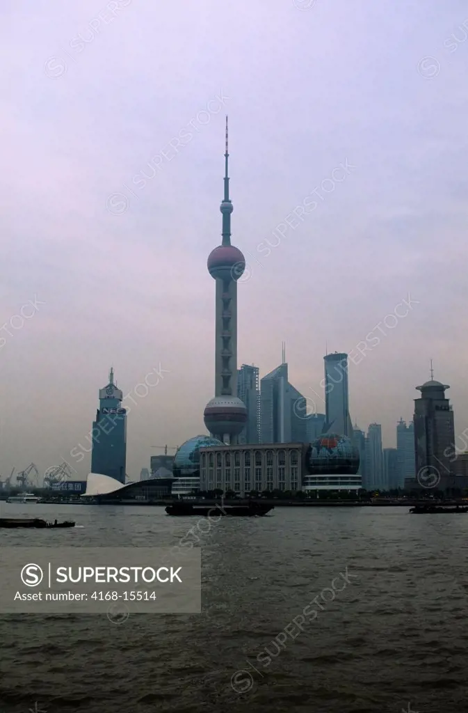 China, Shanghai, Huangpu River, Oriental Pearl Television Tower, Smog (Pollution)