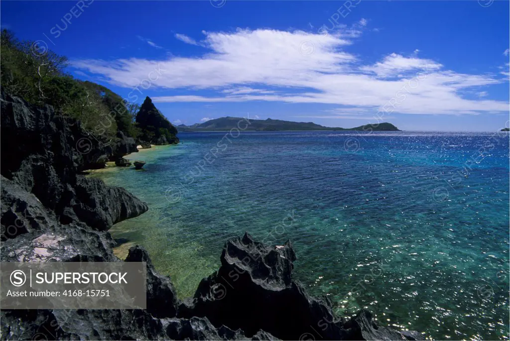 Fiji, Yasawa Group, Sawa-I-Lau Island, Uplifted Coral Rock, Coastline