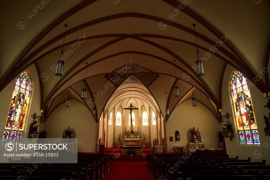 Interior View Of The Catholic Church Immaculate Conception In Pawhuska, Oklahoma, Usa