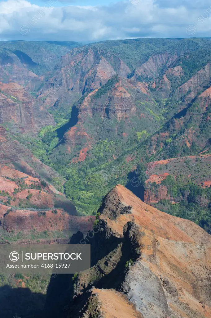 View Of Waimea Canyon, Also Known As The Grand Canyon Of The Pacific, Which Is Approximately Ten Miles Long And Up To 3,000 Feet Deep, Located On The Western Side Of Kauai In The Hawaiian Islands Of The United States