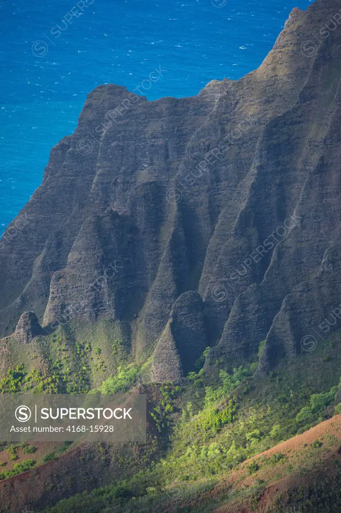 View Of Na Pali Coast From Waimea Canyon State Park Near Waimea On The Western Side Of Kauai Island, Hawaii, Usa
