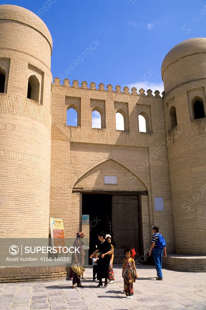 Uzbekistan, Khiva, City Gate With Local People